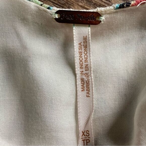 Free People Ruffle Floral Mini Dress Pockets Bohemian XS Oversized - Picture 4 of 11